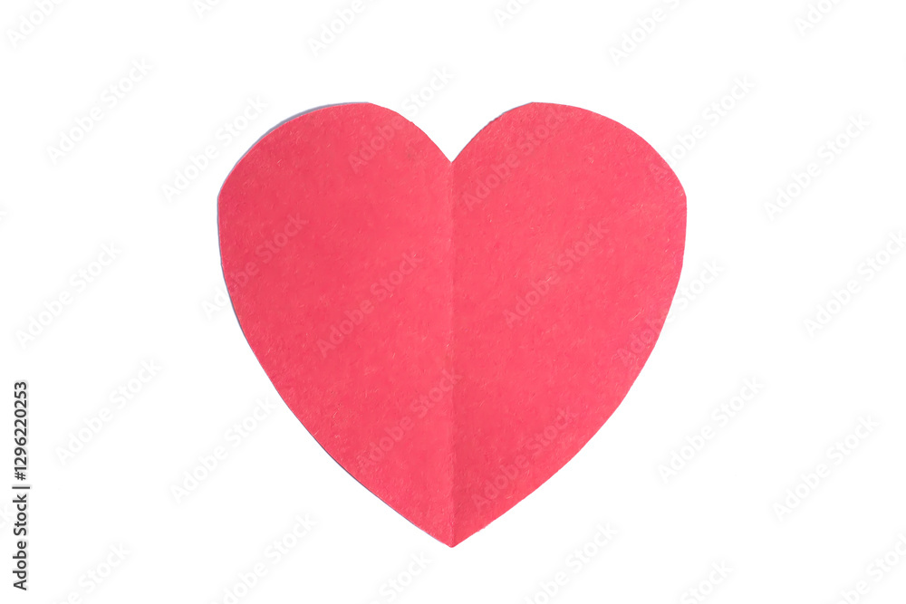 Valentine's Day concept. Red heart-shaped paper isolated on white background Valentine's Day concept. Red heart-shaped paper isolated on white background