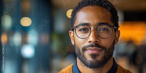 Obraz na płótnie Portrait of an attractive dark-skinned man wearing glasses w salonie