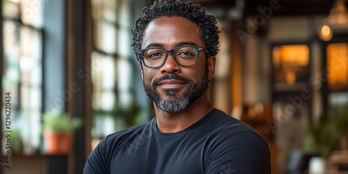 Obraz na płótnie Portrait of an attractive dark-skinned man wearing glasses w salonie