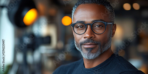 Portrait of an attractive dark-skinned man wearing glasses
