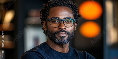 Obraz na płótnie Portrait of an attractive dark-skinned man wearing glasses w salonie