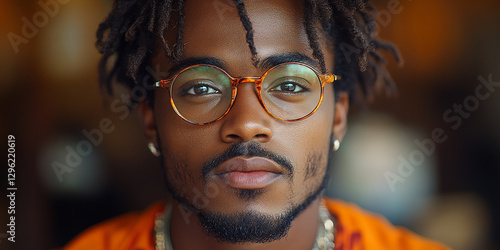 Obraz na płótnie Portrait of an attractive dark-skinned man wearing glasses w salonie