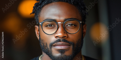 Obraz na płótnie Portrait of an attractive dark-skinned man wearing glasses w salonie