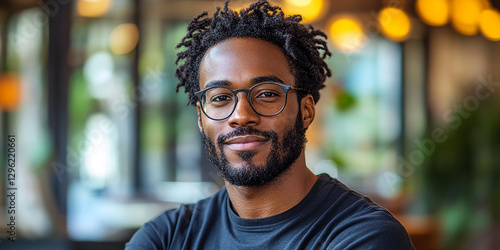 Obraz na płótnie Portrait of an attractive dark-skinned man wearing glasses w salonie