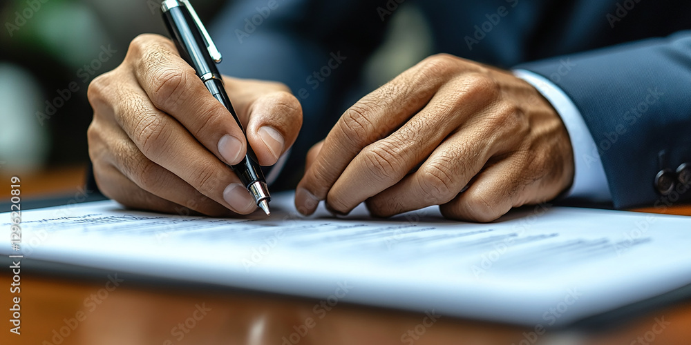 Portrait of a young businessman writing notes at his desk