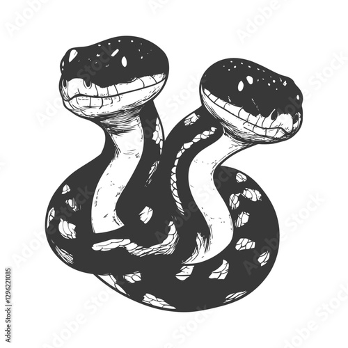 Two Headed Snake With Black And White Scales