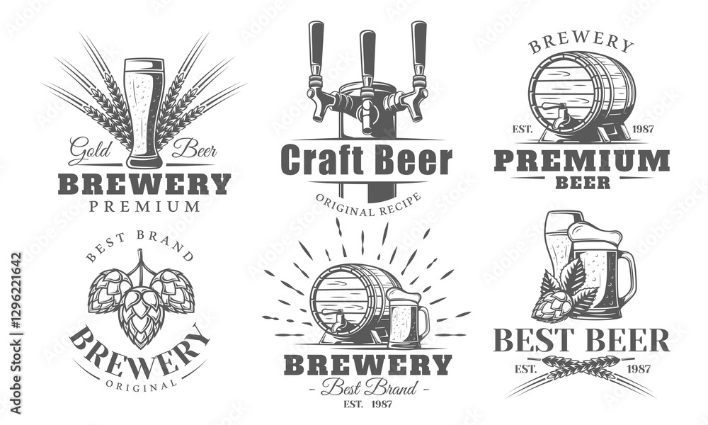 Fototapeta premium Beer logo set isolated on white background