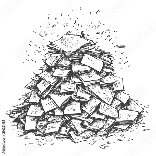 A Large Pile Of Books In A Chaotic Scattered Arrangement