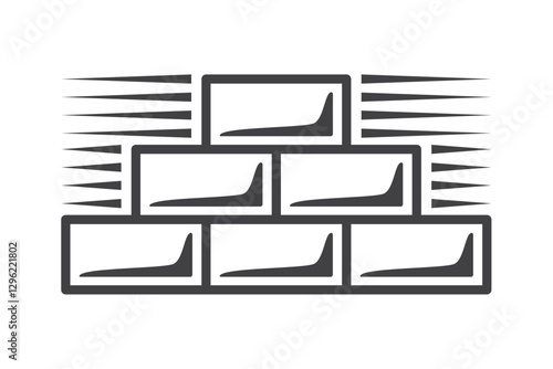 Tile wall icon with cement adhesive isolated on white background. Laying tiles simple shape. Vector illustration