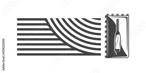 Trowel laying floor tiles and cement adhesive. Texture of cementitious adhesive from a trowel for laying wall tiles. Vector illustration