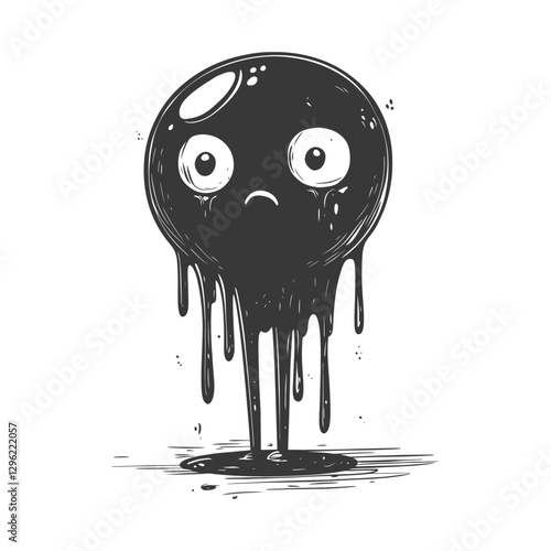 A Sad Drooping Black Blob With Big Eyes