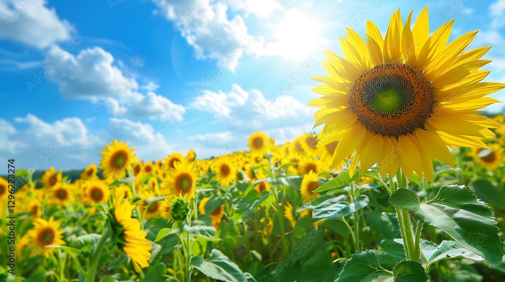 Vibrant Sunflower Field Under a Sunny Sky Summer Nature Photography Vibrant Sunflower Field Under a Sunny Sky Summer Nature Photography