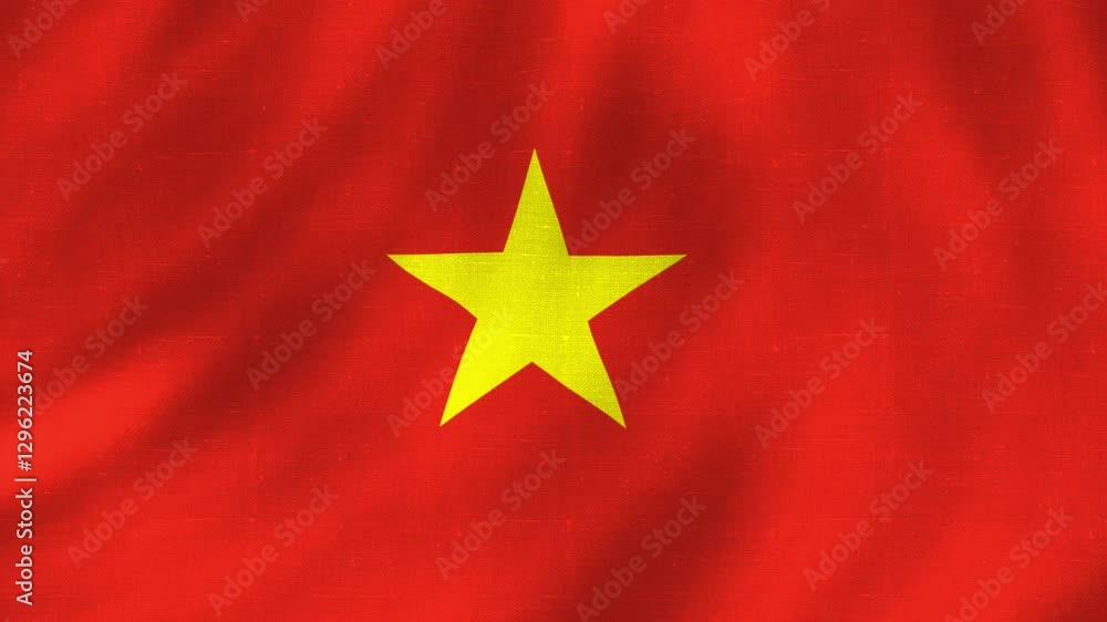 Vietnam national flag seamless loop animation with fabric texture. 4K quality Vietnam national flag seamless loop animation with fabric texture. 4K quality