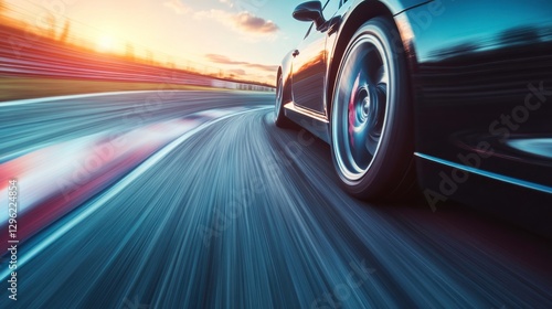 Car Racing at Sunset with Dynamic Shutter Speed