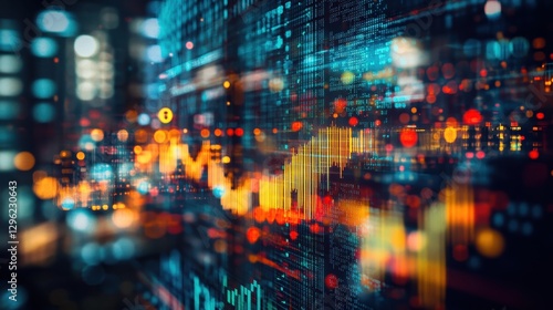 Wallpaper Mural A vibrant, bokeh-laden abstract canvas, depicting the intricate world of finance and investments, where swirling colors and digital icons represent the ebb and flow of global markets, symbolizing the Torontodigital.ca