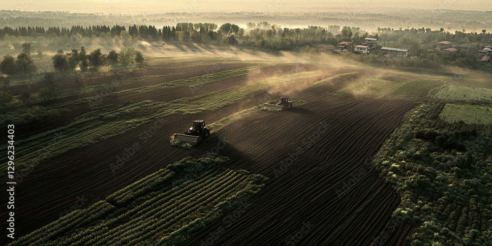 Obraz premium China's Black Soil Farms: Aerial View