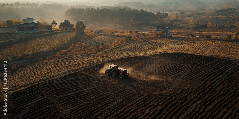 Obraz premium Northeast China Black Soil Farms Aerial