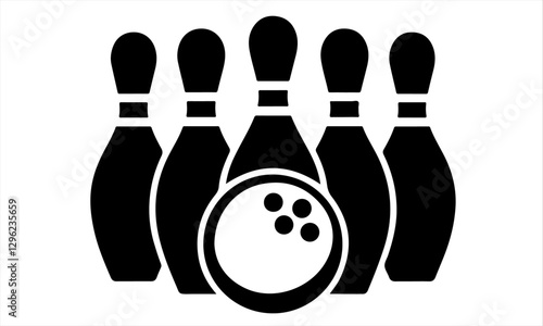 bowling ball and pins isolated