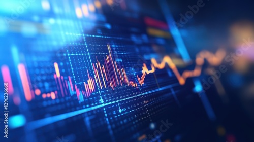 Wallpaper Mural A vibrant blue canvas, upon which a widescreen financial graph unfurls, its uptrend line soaring towards the heavens, while its bar chart, a testament to the stock market is dynamic fluctuations, Torontodigital.ca