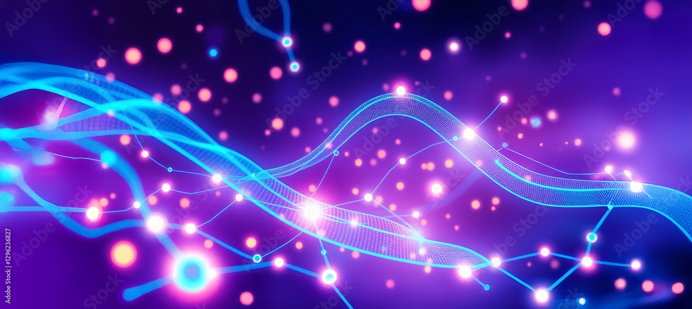 Graphic design background of tech scene or neon light blue beige tone. highlighting the process of integrating technology into traditional business models, Digital transformation strategy concept. Graphic design background of tech scene or neon light blue beige tone. highlighting the process of integrating technology into traditional business models, Digital transformation strategy concept.