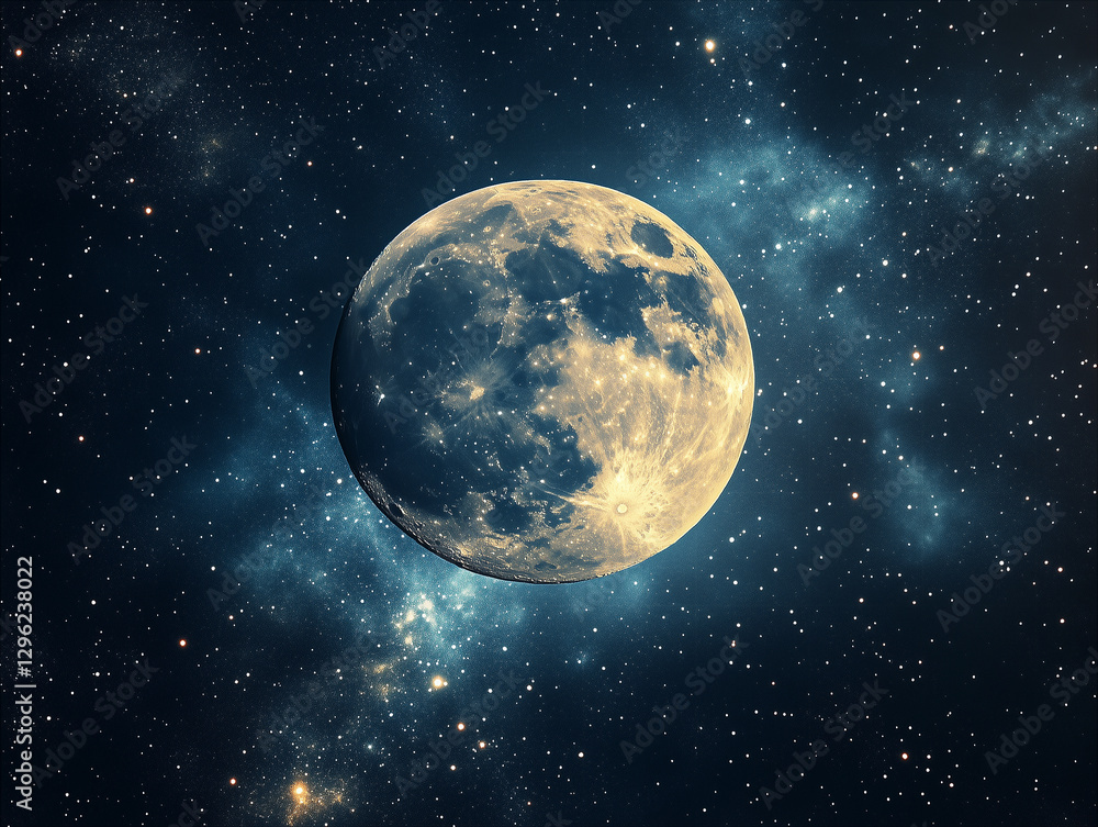 Obraz premium Background with planets in a nebula