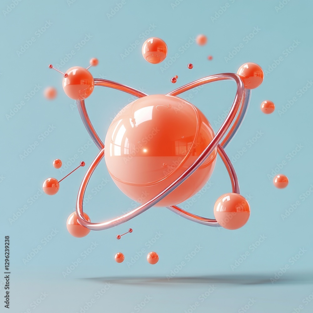 An abstract composition featuring a model of an atom An abstract composition featuring a model of an atom