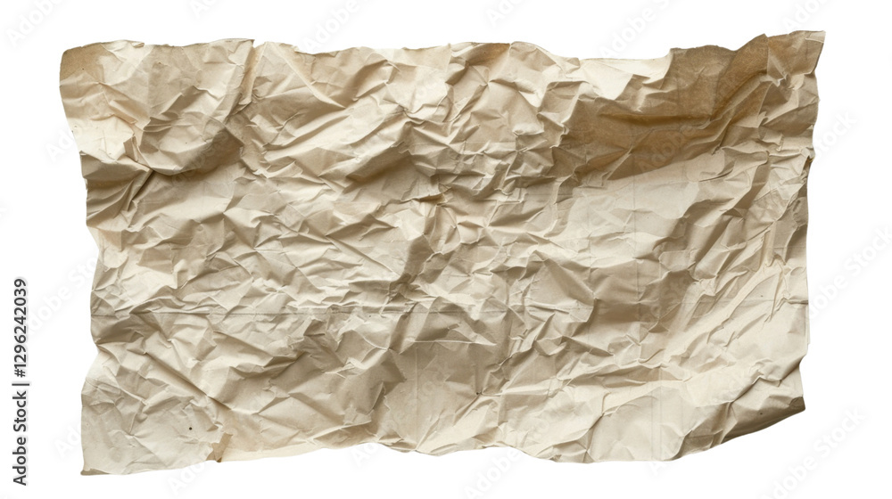 Crumpled brown paper texture with transparent background for easy isolation Crumpled brown paper texture with transparent background for easy isolation