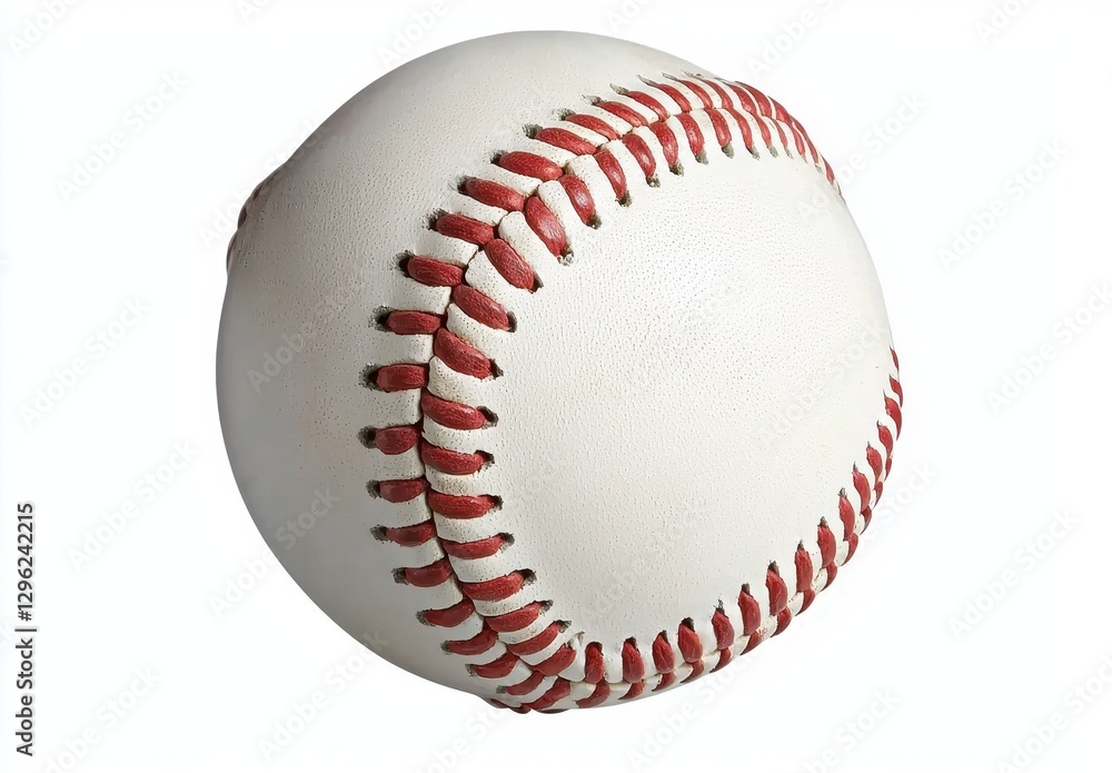 Close-Up of a Classic Baseball with Red Stitching on White Surface Close-Up of a Classic Baseball with Red Stitching on White Surface