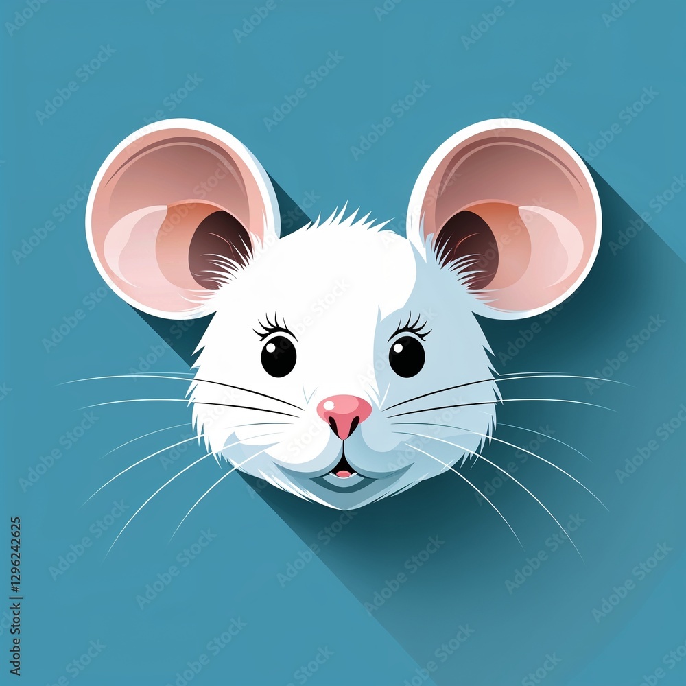 mouse head on plain cyan background childish style illustration