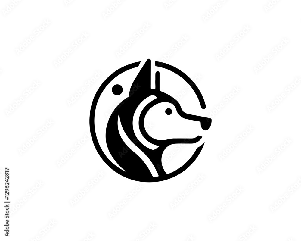 Abstract Dog Logo design template. Dog head icon. Vector illustration. Simple silhouette. Flat style. Cartoon dog face logo. Animal logotype concept. Abstract Dog Logo design template. Dog head icon. Vector illustration. Simple silhouette. Flat style. Cartoon dog face logo. Animal logotype concept.