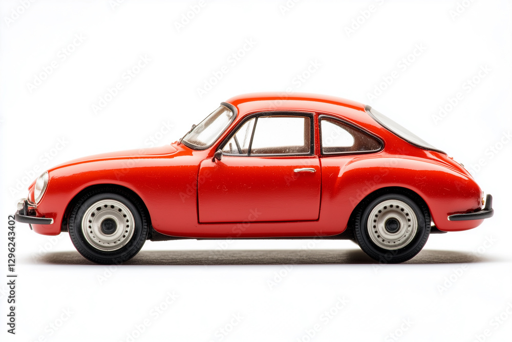 Coupe, Car, miniature model vehicle, side view, isolated on white Coupe, Car, miniature model vehicle, side view, isolated on white