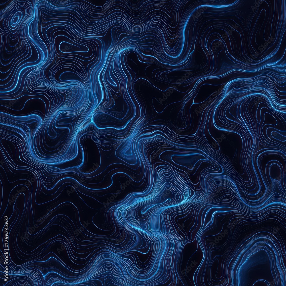 Obraz premium Abstract blue lines, swirling pattern, dark background, digital art, website design