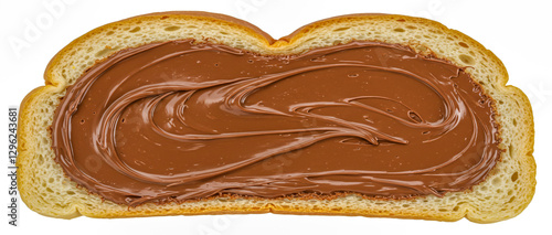 Slice of White Bread with Creamy Nutella Chocolate Spread