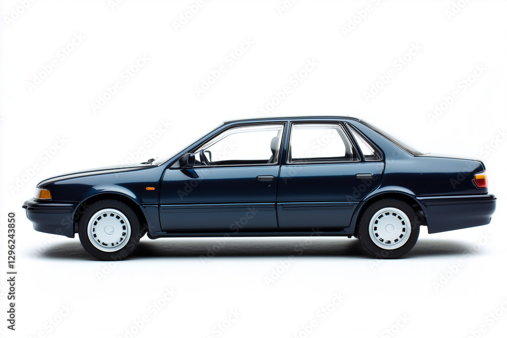 Small scale Sedan, Car vehicle, side angle vehicle, white backdrop Small scale Sedan, Car vehicle, side angle vehicle, white backdrop