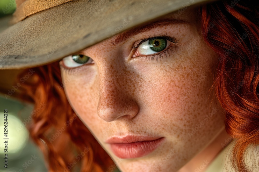 Classic 1930s Female Explorer, Indiana Jones-Inspired, With A Bold Look / Stylish 1930s Adventurer, Red-Haired And Green-Eyed, Classic Explorer Look Classic 1930s Female Explorer, Indiana Jones-Inspired, With A Bold Look / Stylish 1930s Adventurer, Red-Haired And Green-Eyed, Classic Explorer Look