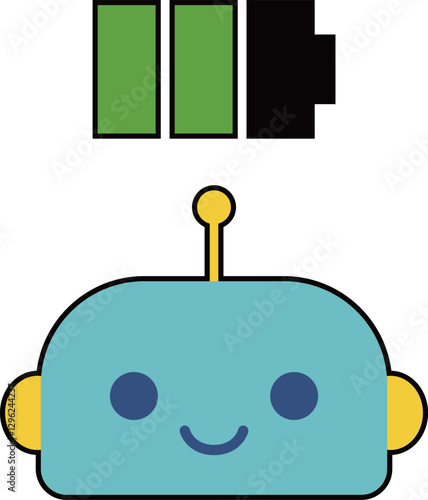 かわいいロボットのキャラクターの顔　充電中