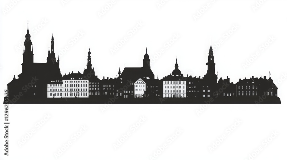 Malmo Sweden City Skyline Silhouette with Black Buildings Isolated on White. Vector Illustration of Malmo's iconic landmarks, representing business travel, tourism, and historic architecture Malmo Sweden City Skyline Silhouette with Black Buildings Isolated on White. Vector Illustration of Malmo's iconic landmarks, representing business travel, tourism, and historic architecture