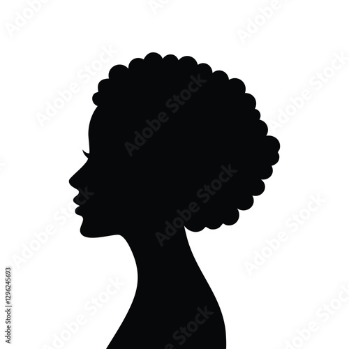 Silhouette of a woman's head with an afro hairstyle illustration character vector