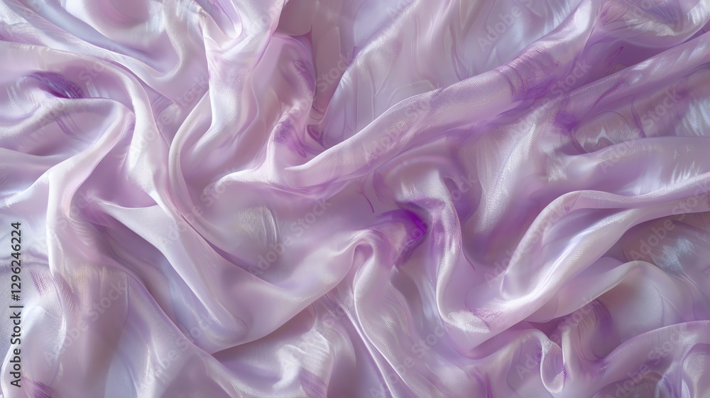 A close up of a soft, lavender sheer fabric. A close up of a soft, lavender sheer fabric.