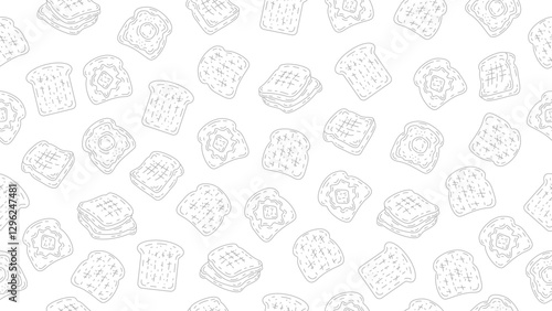 Bread toast seamless pattern background. Toast sketch wallpaper. Packaging, wrapper, banner, fabric, print