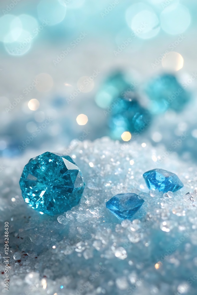Clean and modern Radiant Teal Gems on a Glittering Ice-Like Surface Background design Clean and modern Radiant Teal Gems on a Glittering Ice-Like Surface Background design