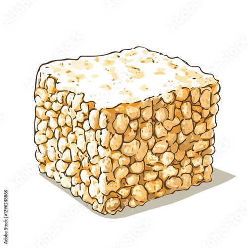 Rice crispy treat minimalist 2D vector graphic illustration sketch on a white background.

