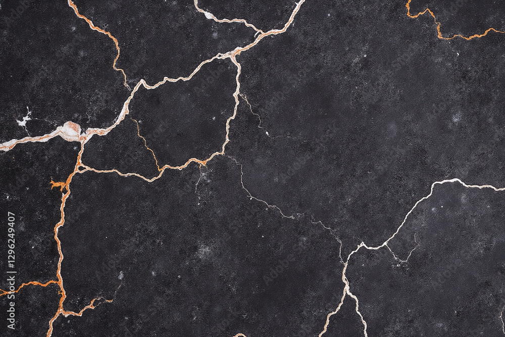 Obraz premium close up of a black marble wall with orange veins