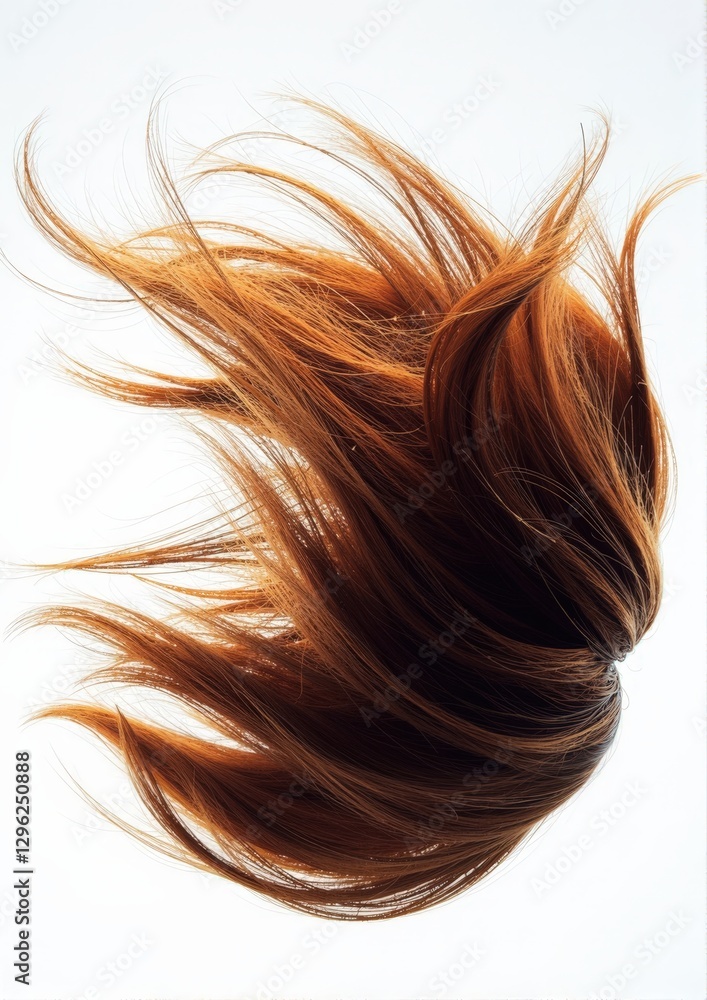 Naklejka premium Image of long, flowing auburn hair against a white background.