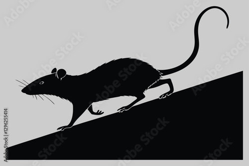 a rat running along a ledge silhouette vector design art and illustration