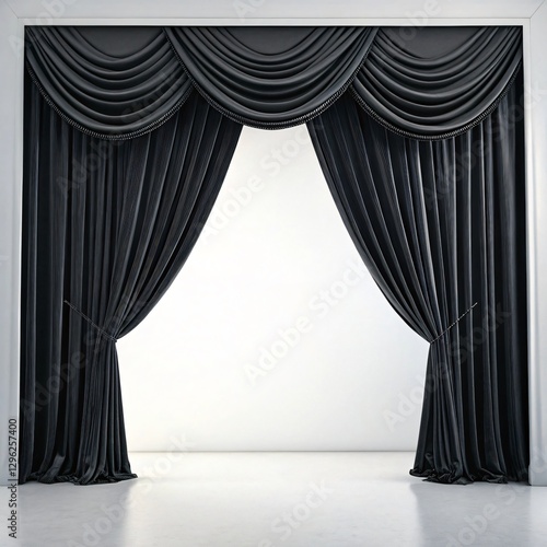 black stage curtains on white