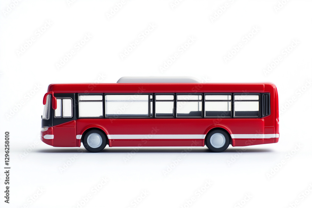 Side view of Shuttle bus, Bus, miniature vehicle model, isolated on white Side view of Shuttle bus, Bus, miniature vehicle model, isolated on white