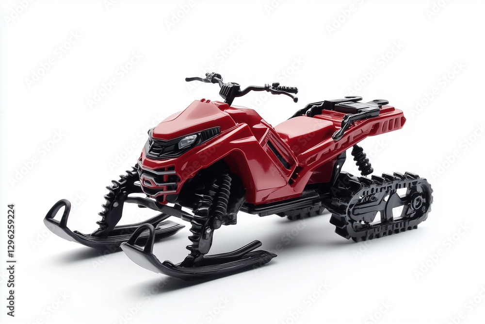 Detailed side shot of Snowmobile, Off-road vehicle, vehicle miniature, white background Detailed side shot of Snowmobile, Off-road vehicle, vehicle miniature, white background