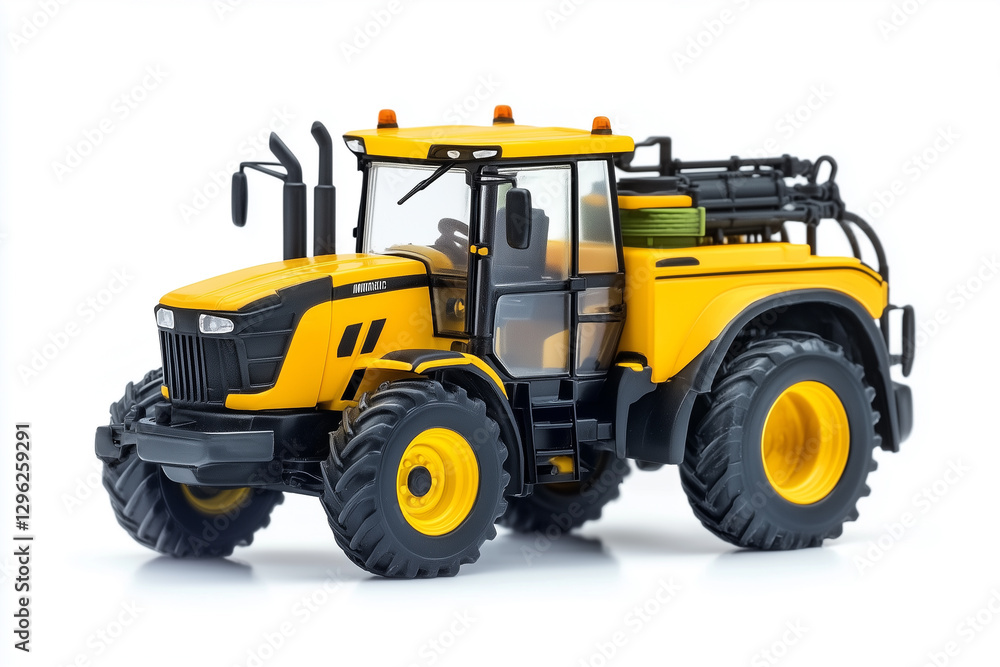 Toy version of Sprayer, Agricultural vehicle, playful vehicle, isolated on white Toy version of Sprayer, Agricultural vehicle, playful vehicle, isolated on white