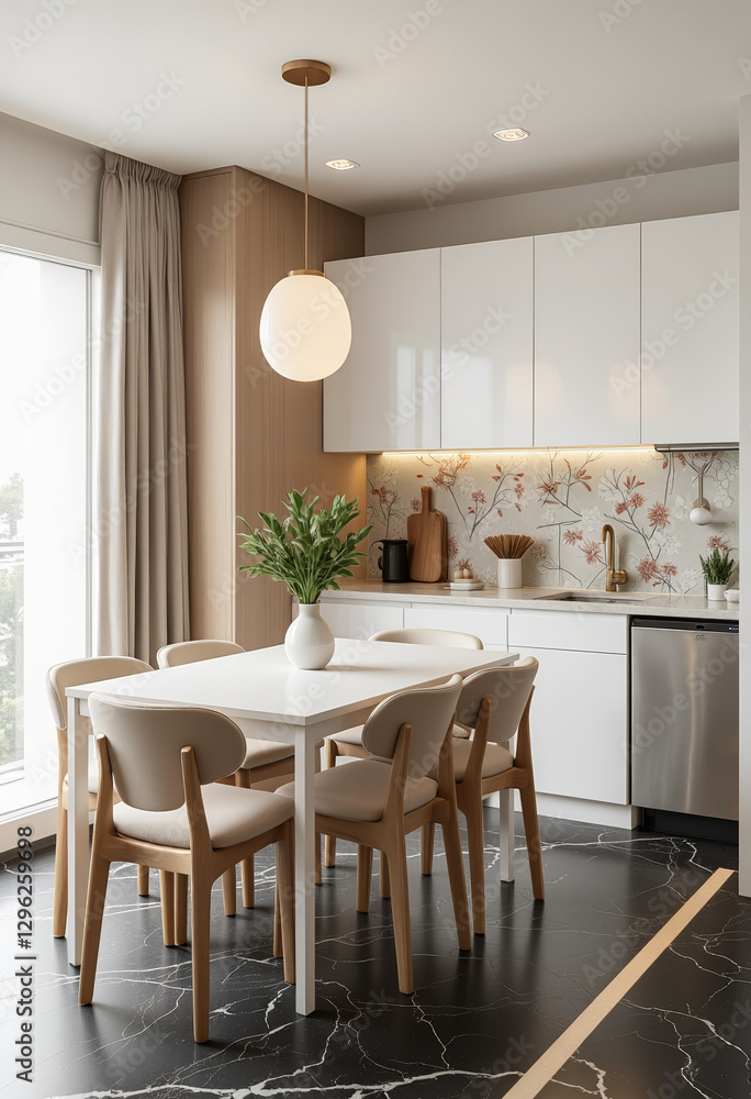 Fototapeta premium Modern kitchen with sleek design and natural light, contemporary living